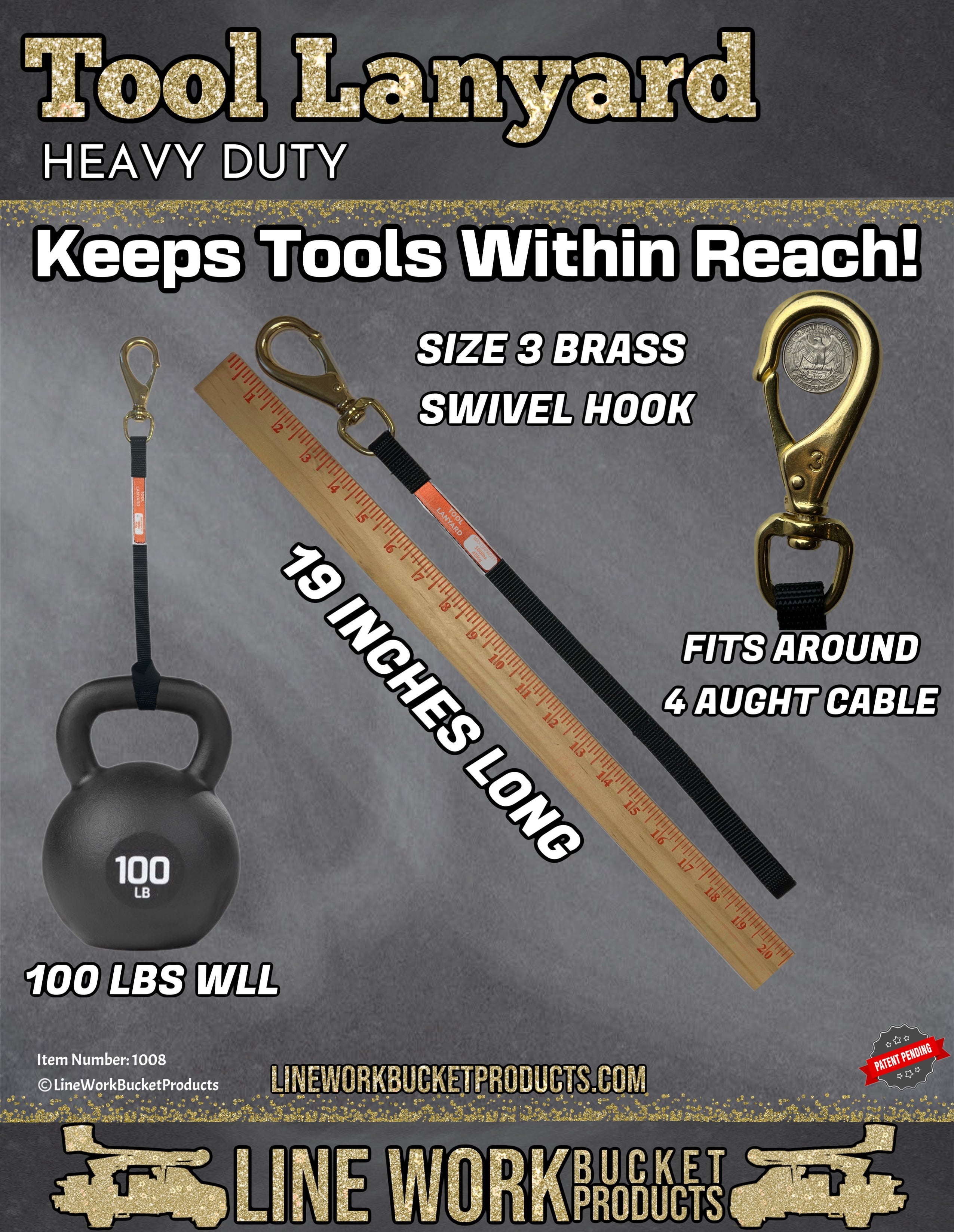 Heavy Duty Tool Lanyard with 100lb WLL — Line Work Bucket Products