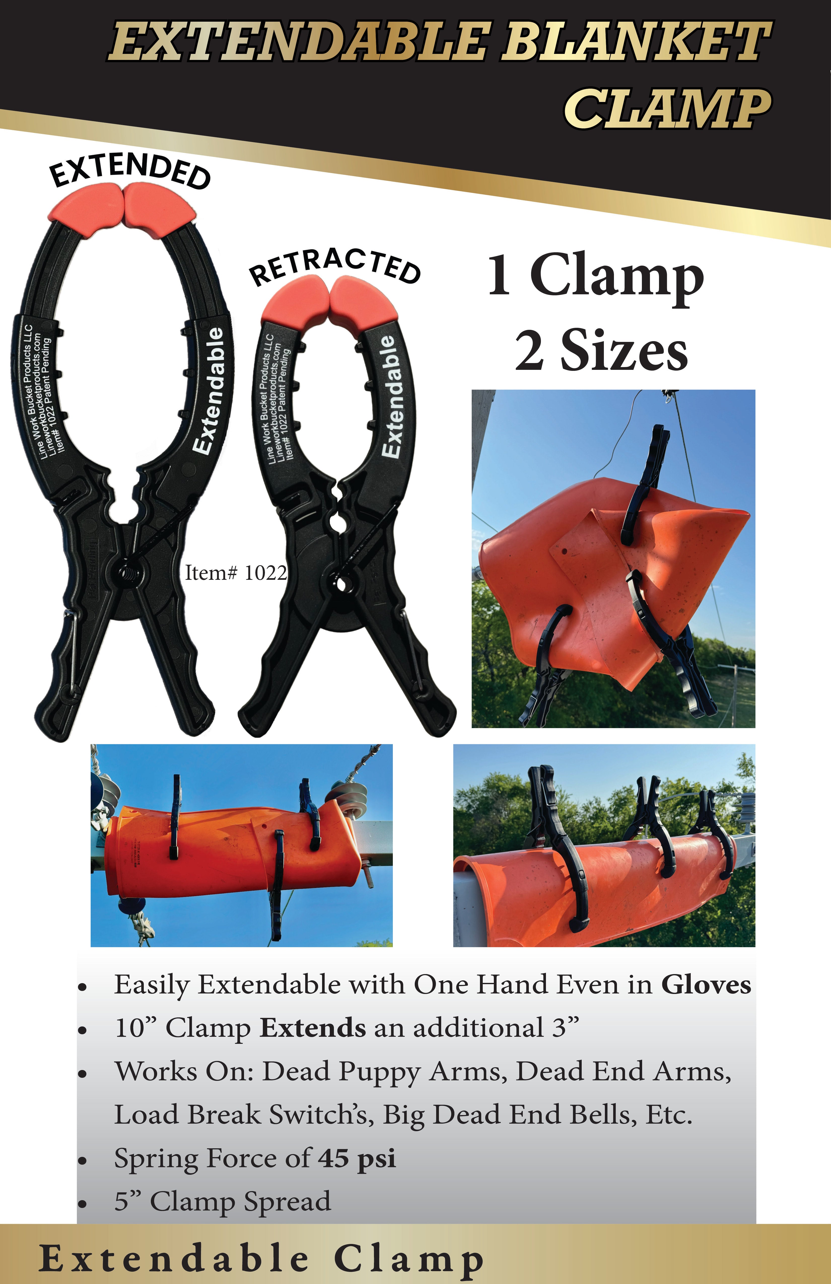 Extendable Blanket Clamp — Line Work Bucket Products